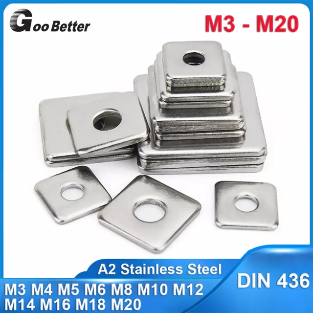 Heavy Duty Thick Square Plate Washers A2 Stainless Steel M3 M4 M5 M6 M8 M10-M20