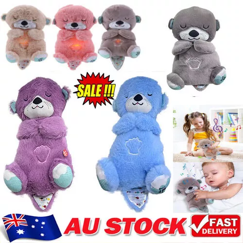 With Breathing Movement Soothing Sleeping Otter Toy Musical Stuffed Baby Toy AU