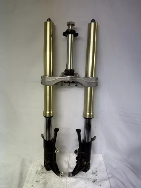 06-11 Kawasaki Zx14R Gold Front End Forks Triple Tree Clamp Fork Tubes Oem