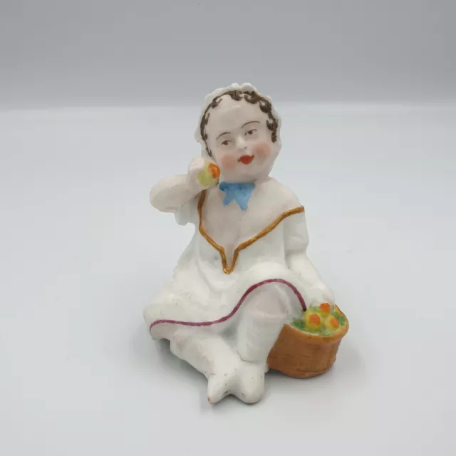 Ancienne Figurine Statuette Enfant Bebe Biscuit Porcelaine Polychrome Allemagne?