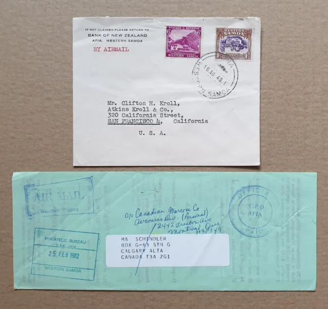 Western Samoa 2 Air Mails Letters #9277