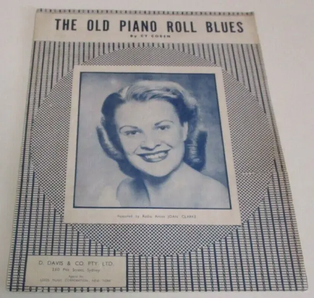 The Old Piano Roll Blues - Vintage Sheet Music - Joan Clarke on Cover - 1950