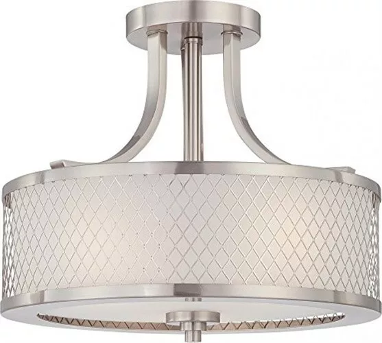 3 Light Fusion Semi Flush with Frosted Glass Brushed Nickel - SATCO-60-4692