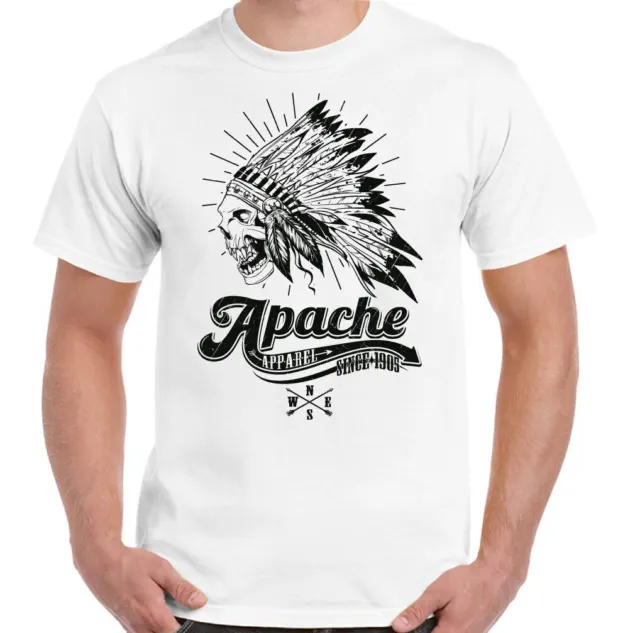 T-shirt teschio indiano Apache abbigliamento uomo copricapo moto biker tatuaggio bici 7
