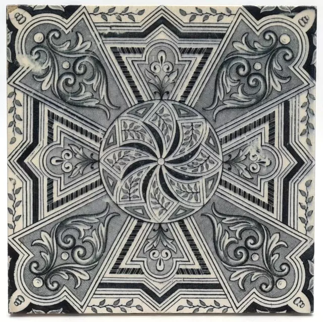 Antique Fireplace Tile Aesthetic Design Transfer Printed T.R Boote C1885 AE3
