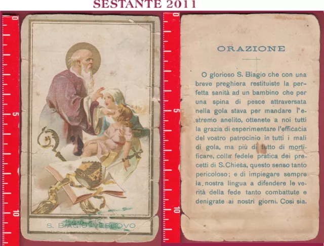 2350 Santino Holy Card S. San Biagio Vescovo Orazione Conservazione Come Foto