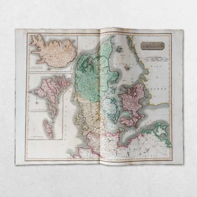 Antique 19Th Century World Atlas Map John Thomson 1814 Denmark