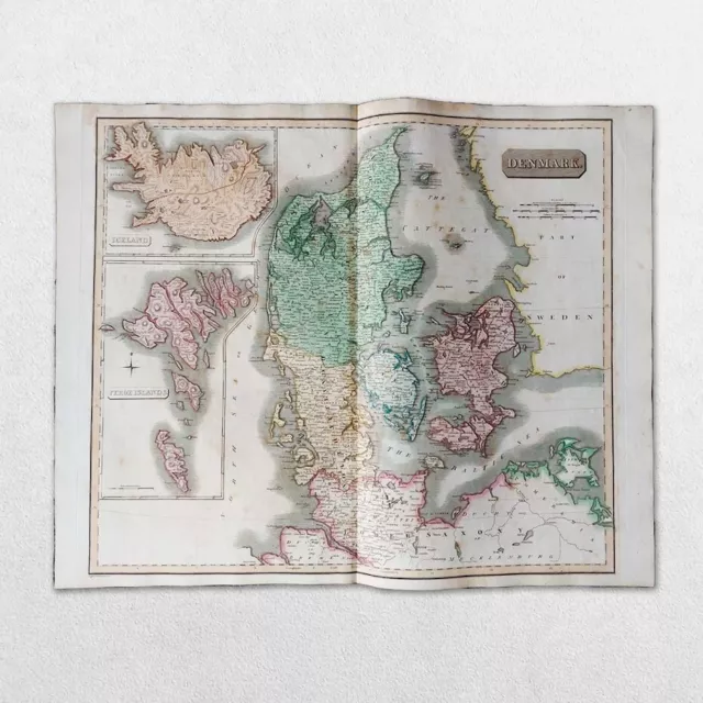 Antique 19Th Century World Atlas Map John Thomson 1814 Denmark
