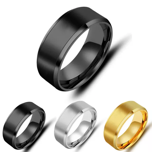 Mens Titanium Stainless Steel Ring Promise Engagement Wedding Ring Band Size7-13