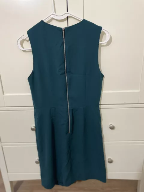 Oasis embellished neck green wrap dress. Uk size 8 3