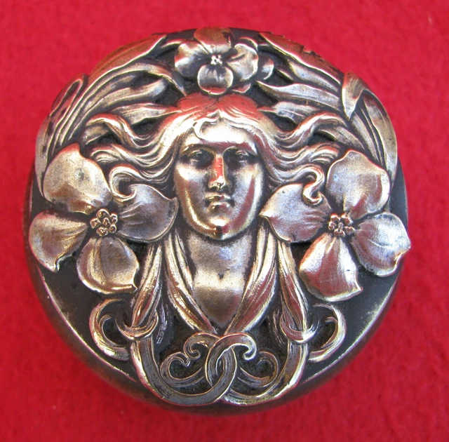 Poudrier Ancien En Métal Doré Avec Miroir - Vintage, Bon état