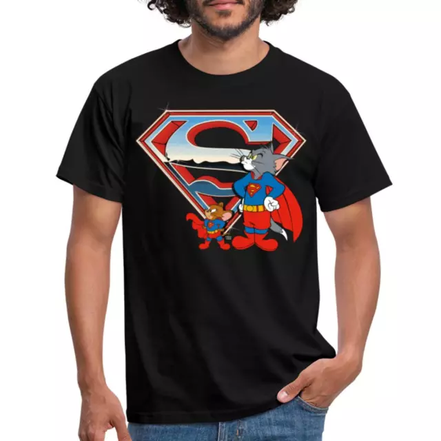 Tom Und Jerry Als Superman Mash Up Männer T-Shirt