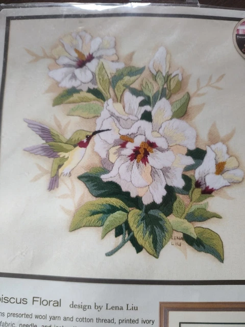 Kit de puntada de bordado de credela floral hibisco Dimensions 12" artesanal cuadrada 1544