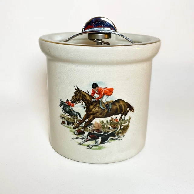 Lancaster & Sandland Tobacco Jar Hanley Staffordshire England Fox Hunt Lock Lid