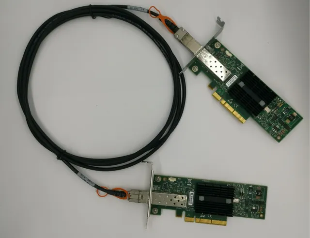 LOT OF 2 Mellanox MNPA19-XTR 10GB ConnectX-2 10Gbe 1m SFP+ Cable Network Card