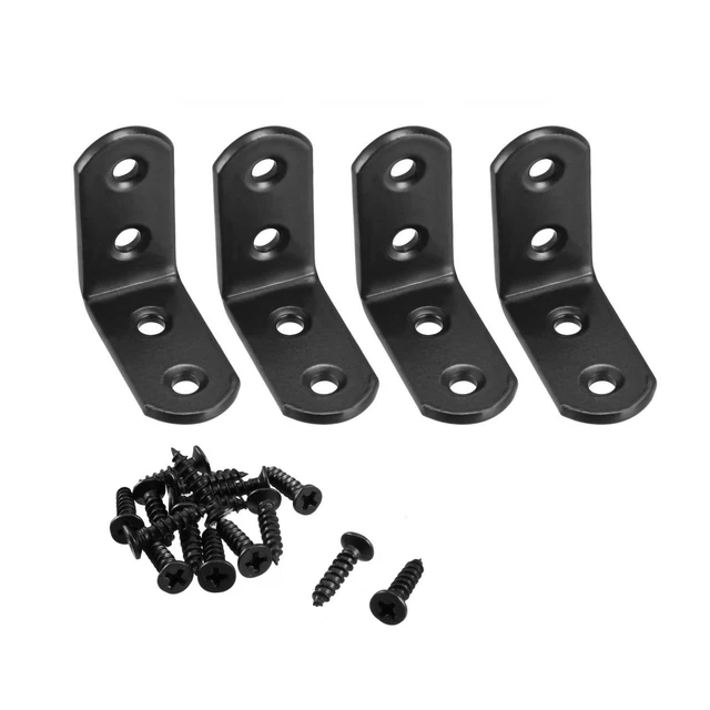 Corner Brace Angle Bracket Fastener L Shape 40mmx40mmx20mm Black 4pcs