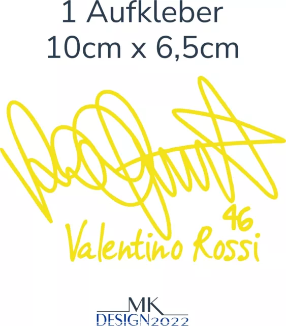 Valentino Rossi 46 Unterschrift Aufkleber Autogramm GP Motorrad Auto 10cm Gelb