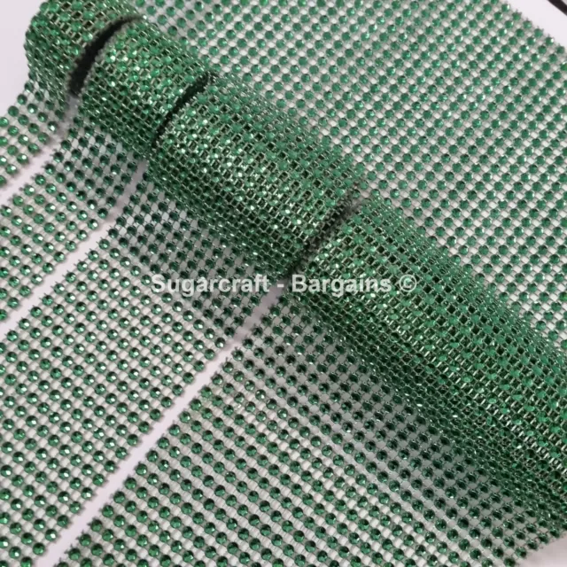 GREEN  Diamante Bling Sparkling  Effect Wedding Cake Craft Trim Ribbon mesh