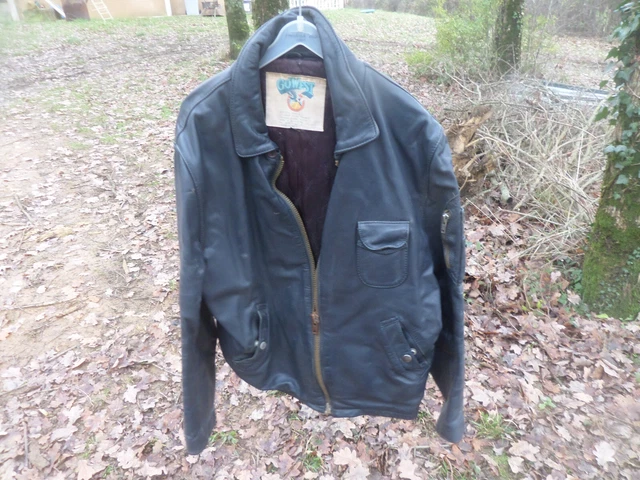 Blouson Cuir Moto Homme, Moto CE, Trike, Biker Veste, Bleu Vintage, Cafe  Racer