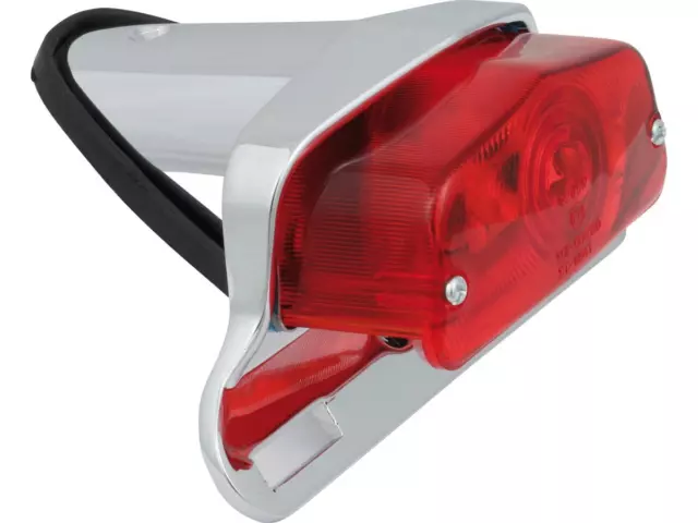 CCE Moto Lucas Taillight With License Plate Bracket Chrome Red Dual Filament