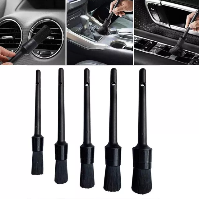 5PC Car Detailing Brush Kit Boar Hair Vehicle Auto Interior For