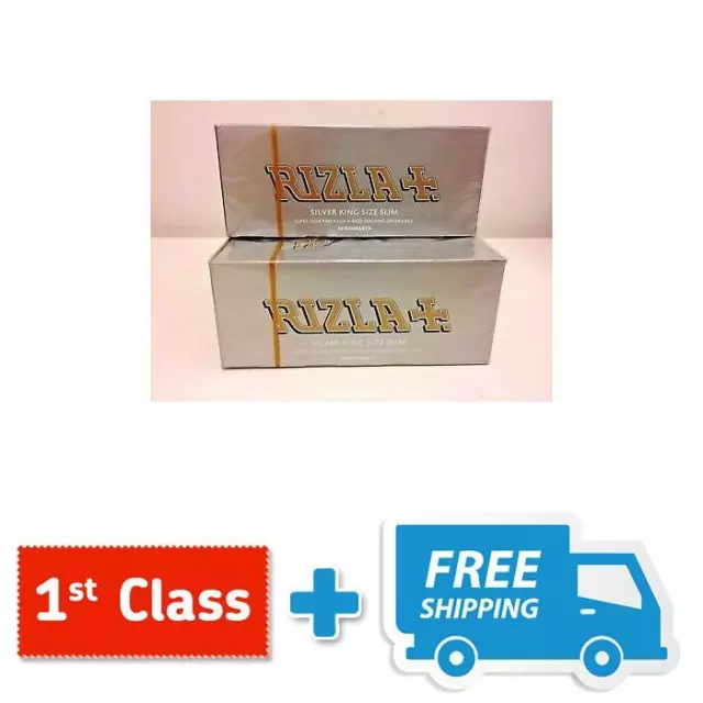 50 Silver King Size Slim Rizla  Cigarette Smoking Rolling Papers Original