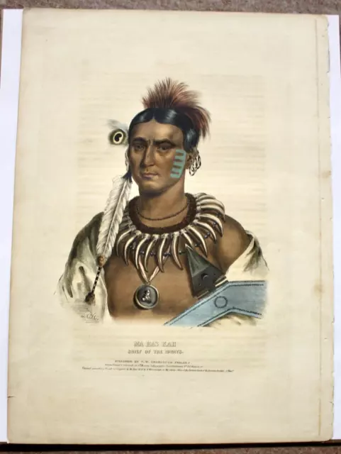 Ma-Has-Kah IOWAY CHIEF - CB King. McKenney & Hall Folio L.T.Bowen Greenough 1838