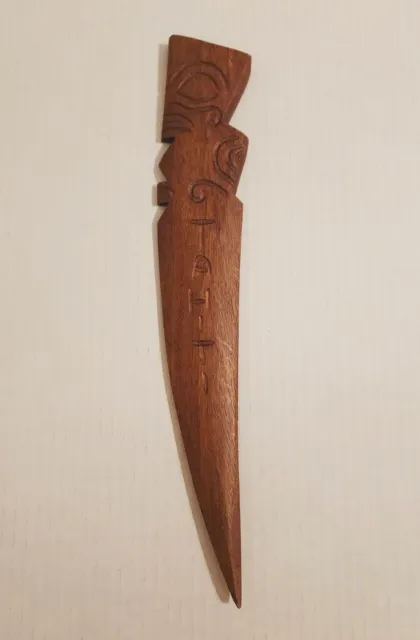 Vintage Tahitian Hand Carved Wooden Letter Opener