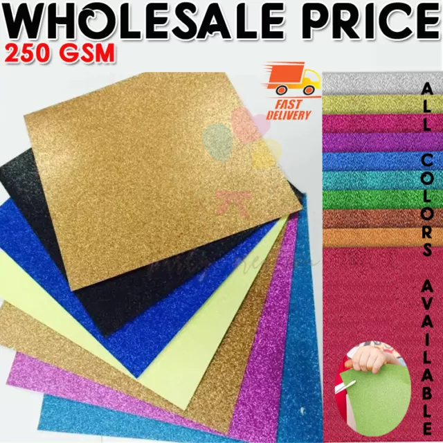 A4 Glitter Card Coloured Premium Quality Low Non Shed 250gsm Crafts Mixed