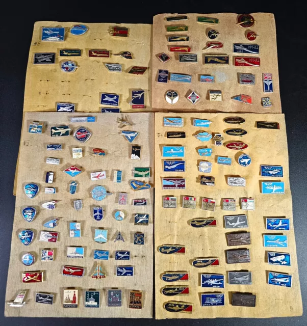 Huge Collection of 172 Aviation USSR Soviet Russian Badges Pins