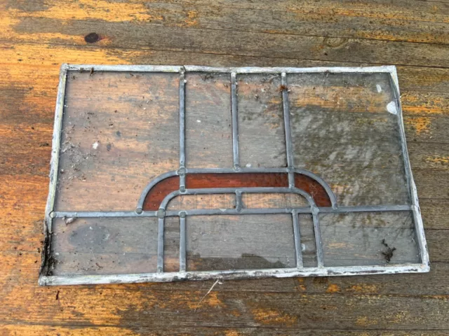Antique / Vintage Genuine Art Deco Lead Leaded Stained Glass Window Pane 50X30