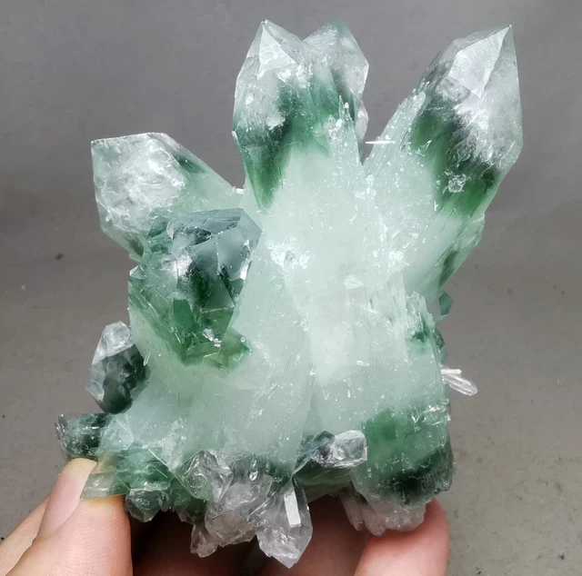 364g New Find Green Phantom Quartz Crystal Cluster Mineral Specimen Healing