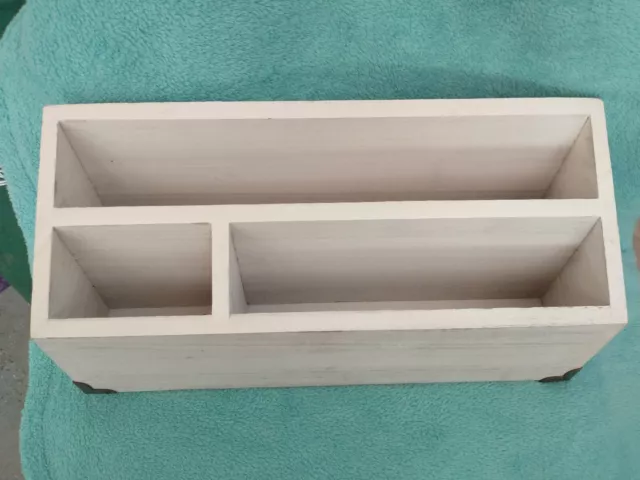 Wooden Desk Organizer for Office Or Classroom 3 compartments White 14” X 6”