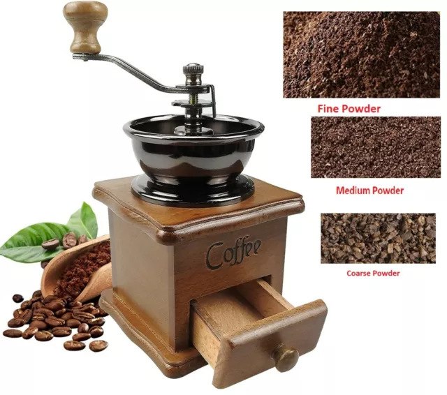 Coffee Hand Grinder Manual regulated Ceramic Core  wood vintage style gift