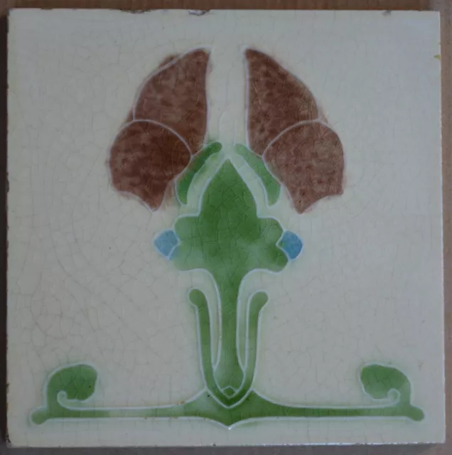 Antique Boote - Art Nouveau Majolica Tile C1900