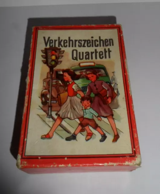 altes Verkehrszeichen Quartett Kartenspiel um 1950 Schmidt Spiele 976/3