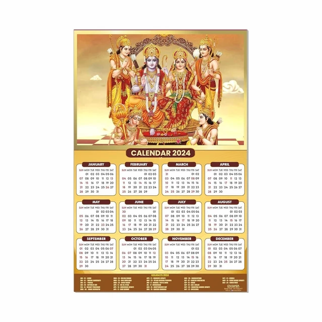 CALENDRIER MENSUEL MURAL hindou Lord Ram Darbar 2025 - 30,5 x 45,7 cm EUR 28,30 - PicClick FR