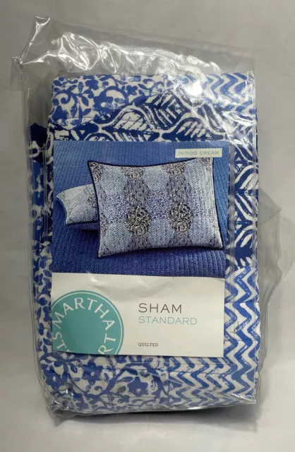 MARTHA STEWART  INDIGO DREAM Quilted Standard Pillow Sham