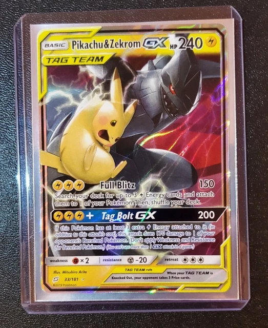 thumbnail image 2 of Raichu, Eevee, Snorlax, Pikachu, Zekrom GX NM – Chinese Pokémon TCG Lot Of 3 – Sword & Shield Holos 2 of 5