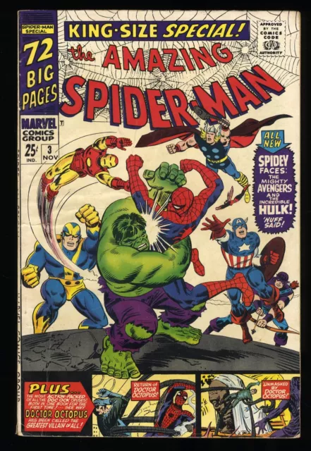 Amazing Spider-Man Annual #3 VG 4.0 Captain America Hulk! Marvel 1966