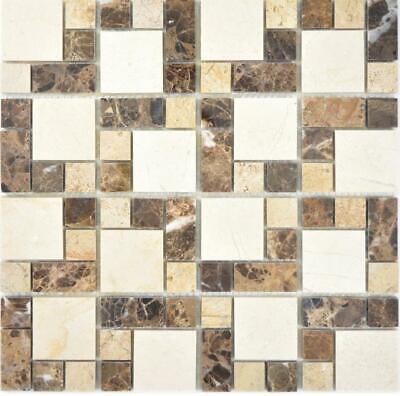 Mosaico de piedra natural mármol beige marrón taza de ducha espejo de azulejos 88-1313_b |1 alfombra