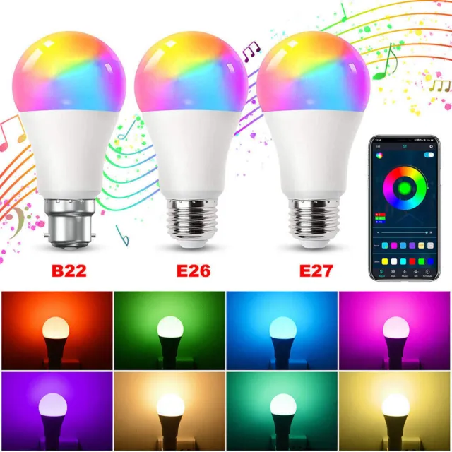 Bluetooth Smart RGBWW LED Birnen E26/E27/B22 Glühbirnen Beleuchtung Home Zuhause