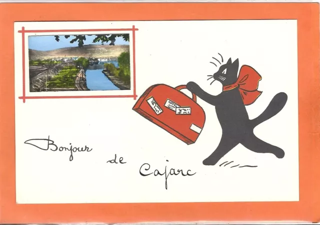 Cpa Illustrateur René Chat Noir Vintage Cajarc - Lot 46 - Old Postcard Black Cat