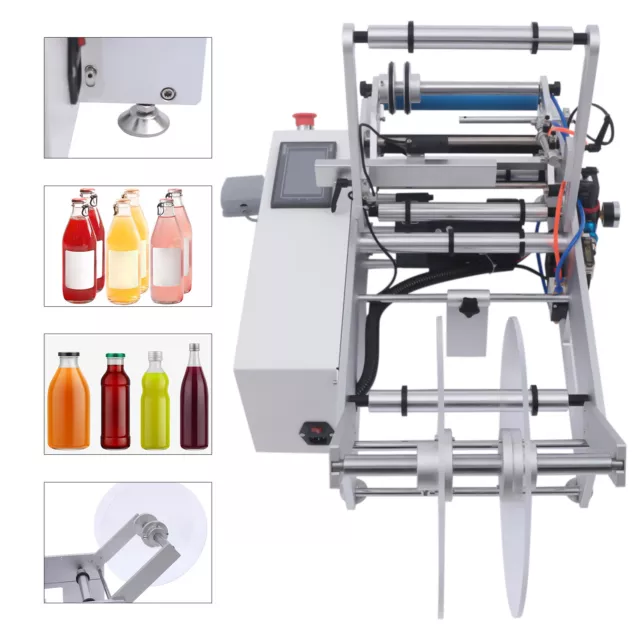 LT-190 Semi-automatic Round Bottle Labeling Machine Adjustable Silver 300w 110v