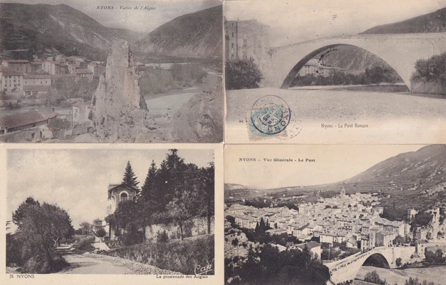 Lot de 4 cartes postales anciennes old postcards NYONS DRÔME 6