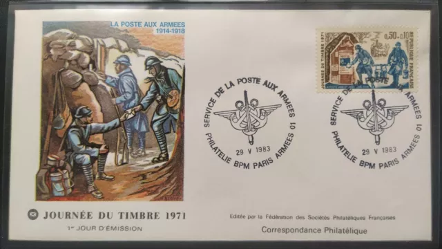 Enveloppe Premier Jour Journée Du Timbre N° 1671 La Poste Aux Armées 1971 Paris