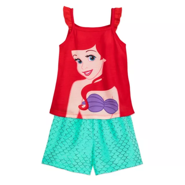New Disney Store Ariel Shortie Pajama Set Girls PJ's The Little Mermaid