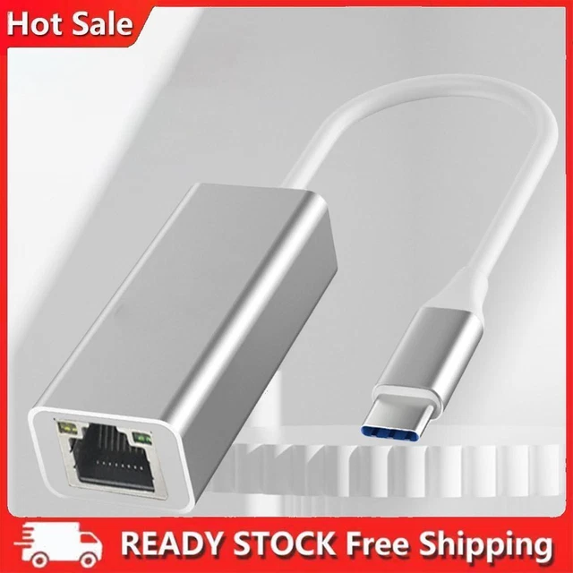 TYPE-C TO RJ45 Ethernet Wired LAN Adapter 100/1000Mbps (Silver Type C ...