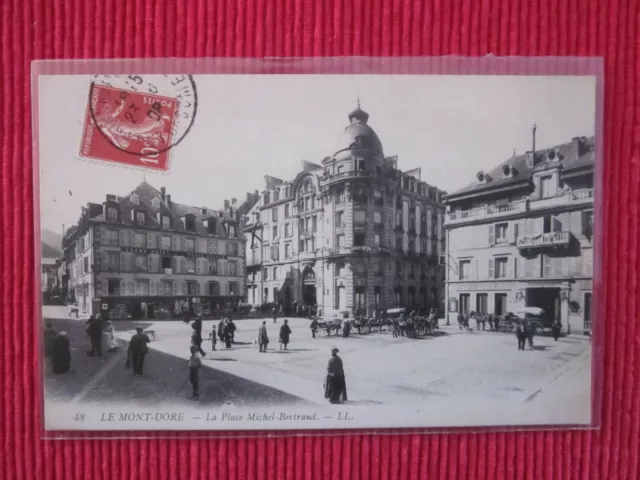 Cpa Ecrite Timbre Mont Dore La Place Michel Bertrand Puy De Dôme 63