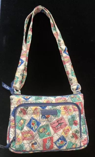 Vera Bradley Cuban Stamps Cross Body Purse Cotton Colorful Adjustable